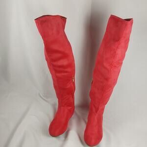 Carnival Kicks Women's Coral Over the Knee Boots Flat Faux Suede Size 10